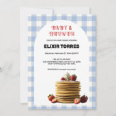 Invitation Bébé & Brunch Baby shower de crêpes aux fraises bl (Devant)