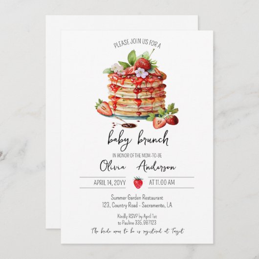 Invitation Bébé Brunch Douche crêpe (Devant / Derrière)