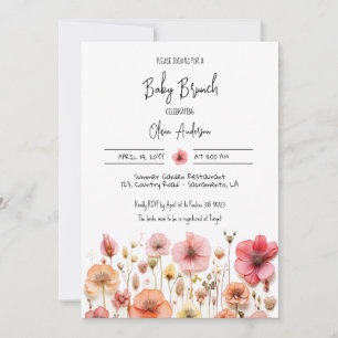 Invitation Bébé Brunch Douche fleurs sauvages