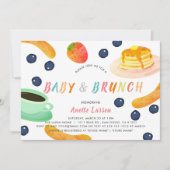 Invitation Bébé & Brunch Pancake Café Baby shower Berry (Devant)