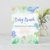 Invitation Bébé Brunch sous le Baby shower bleu mer vert (Debout devant)