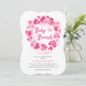 Invitation Bébé Brunch Valentines Coeur Fille Baby shower (Debout devant)