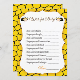 Invitation Bébé Bumble Bee's Baby shower Advice Card