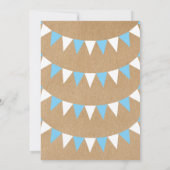 Invitation Bébé Bunting Baptême Bleu Rustique (Dos)