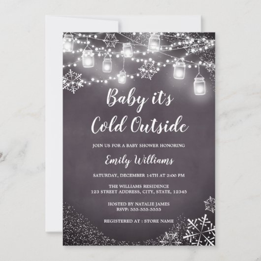 Invitation Bébé Cadeau de Bébé il Fait Froid Dehors Hiver (Devant)