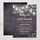 Invitation Bébé Cadeau de Bébé il Fait Froid Dehors Hiver (Devant / Derrière)