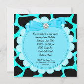 Invitation Bébé Cadeau Mignon Bébé Garçon Bleu Léopard Pousse (Dos)