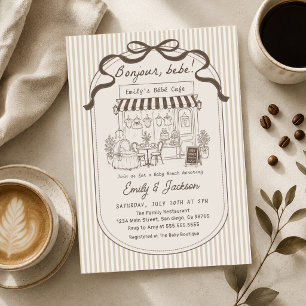 Invitation Bebe Cafe Brun Parisien Fete de Naissance