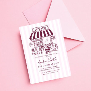 Invitation Bebe Cafe Home café thème fille Baby shower