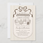 Invitation Bebe Cafe Parisian Marron Fete de Naissance (Devant)