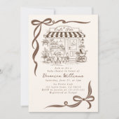 Invitation Bebe Cafe Parisian Theme Bow Coffee Baby Shower (Devant)