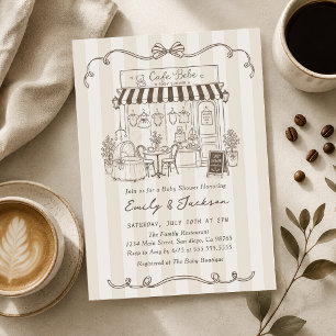 Invitation Bebe Café Thème Parisien Arc-en-ciel Café Fête Pré
