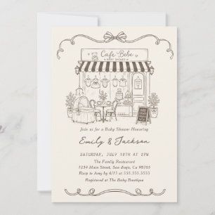 Invitation Bebe Café Thème Parisien Nœud Papillon Café Fête d