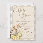 Invitation Bébé Canard En vichy Baby shower Vintage (Devant)