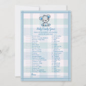 Invitation Bébé Candy mignonette Gris Ours Garçon Plaid Douch (Devant)