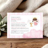 Invitation Bébé catholique fille mignonne Aquarelle Angel Bap
