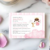 Invitation Bébé catholique fille mignonne Aquarelle Angel Bap