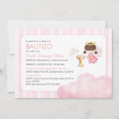 Invitation Bébé catholique fille mignonne Aquarelle Angel Bap (Devant)