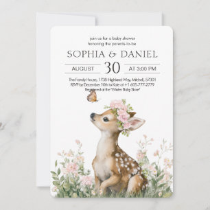 Invitation Bébé Cerf Dans Un Couronne Florale Baby Shower