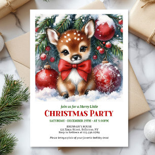 Invitation Bébé cerf fantaisiste forêt enneigée aquarelle cos
