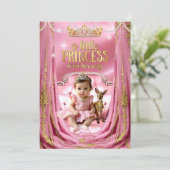 Invitation Bébé Cerf Fête de Naissance Princesse Rose (Debout devant)