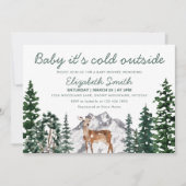 Invitation Bébé cerf Il fait froid dehors Baby shower fille (Devant)