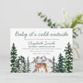 Invitation Bébé cerf Il fait froid dehors Baby shower fille (Debout devant)