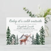 Invitation Bébé cerf Il fait froid dehors Baby shower garçon (Debout devant)