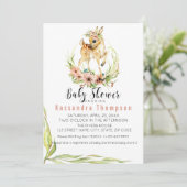 Invitation Bébé Cerf Pour Un Baby shower Bébé Fille (Debout devant)