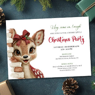 Invitation Bébé Cerf Rustique Cartoon Aquarelle Fête Drôle