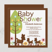 Invitation Bébé cerf s'invite à plusieurs Baby showers (Devant / Derrière)