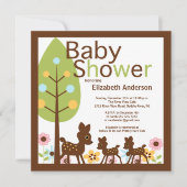 Invitation Bébé cerf s'invite à plusieurs Baby showers (Devant)