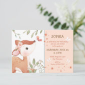 Invitation Bébé cerf sur arbre Anniversaire (Debout devant)