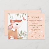 Invitation Bébé cerf sur arbre Anniversaire (Devant / Derrière)