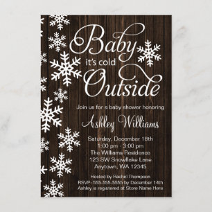 Invitation Bébé c'est baby shower en bois rustique