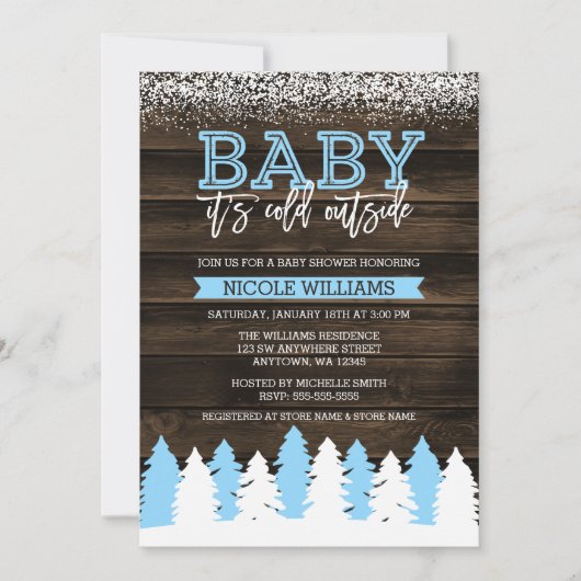 Invitation Bébé c'est baby shower extérieur froid de garçon (Devant)