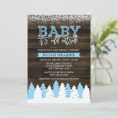 Invitation Bébé c'est baby shower extérieur froid de garçon (Debout devant)