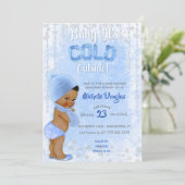 Invitation Bébé c'est flocon de neige bleu Bain ethnique garç (Debout devant)