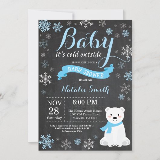 Invitation Bébé, c'est froid à l'extérieur du Baby shower de  (Devant)