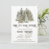 Invitation Bébé c'est froid dehors, Baby shower À feuillage p (Debout devant)