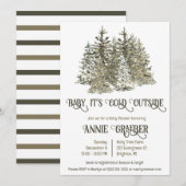 Invitation Bébé c'est froid dehors, Baby shower À feuillage p (Devant / Derrière)