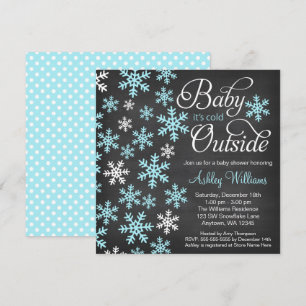 Invitation Bébé c'est froid dehors Baby shower bleu Chalkboar