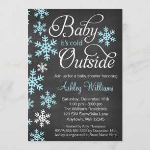 Invitation Bébé c'est froid dehors Baby shower bleu Chalkboar