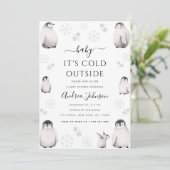 Invitation Bébé C'est froid dehors Baby shower de crayon de c (Debout devant)