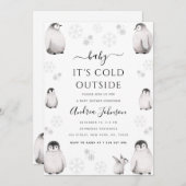 Invitation Bébé C'est froid dehors Baby shower de crayon de c (Devant / Derrière)