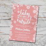 Invitation Bébé C'est froid dehors Baby shower d'hiver fille<br><div class="desc">Cette mignonne invitation de baby shower d'hiver fille avec des flocons de neige d'hiver sur un arrière - plan rose rose poussiéreux est parfait pour votre fête de baby shower d'hiver. Ajoutez les détails de votre événement spécial pour créer l'invitation parfaite. Conçu par Thisisnotme©</div>