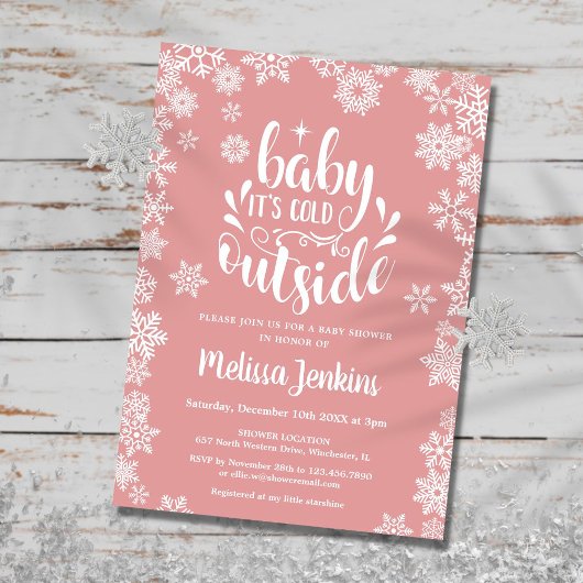 Invitation Bébé C'est froid dehors Baby shower d'hiver fille
