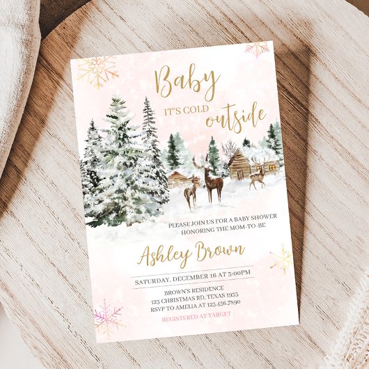 Invitation Bébé C'est froid dehors Baby shower d'hiver fille
