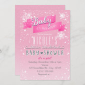 Invitation BÉBÉ C'EST FROID DEHORS Baby shower Rose Invitatio (Devant / Derrière)