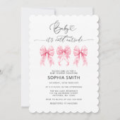 Invitation Bébé C'est froid dehors Pink Bows Girl Baby shower (Devant)